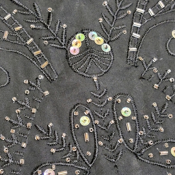 [NWOT] Black Bead/Sequin Elaborate Shirt/Blouse Snap Button Size 4 BCBG MAXAZRIA - Picture 5 of 12